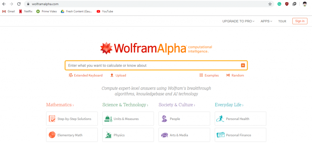 wolfram alpha search engine