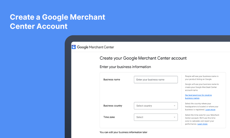 Create a Google Merchant Center Account