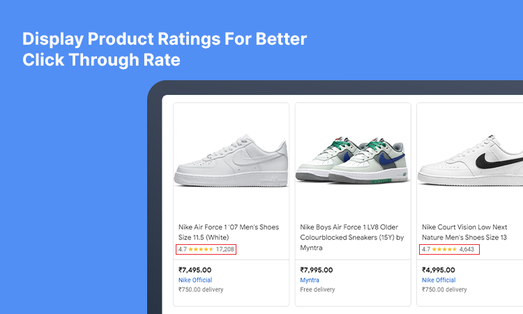 Display Product Ratings for Better Click Through Rate