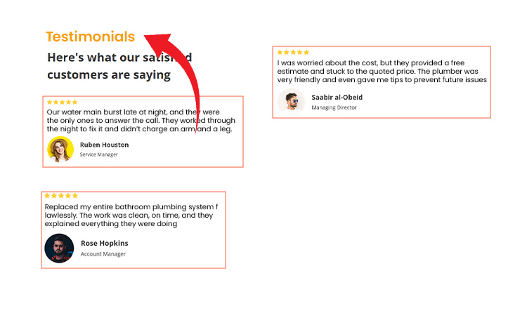 Showcases Reviews and Testimonials