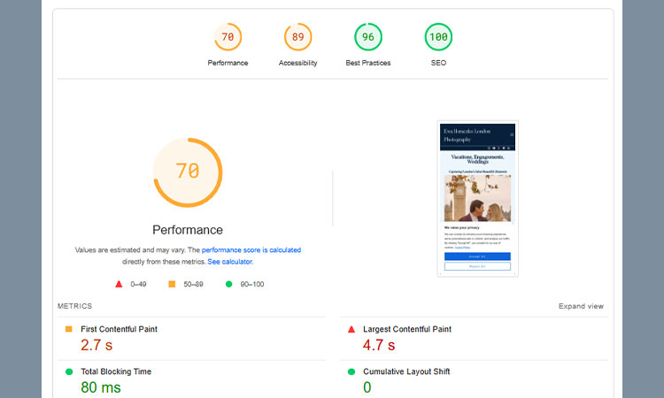 Check the Loading Speed of your Website